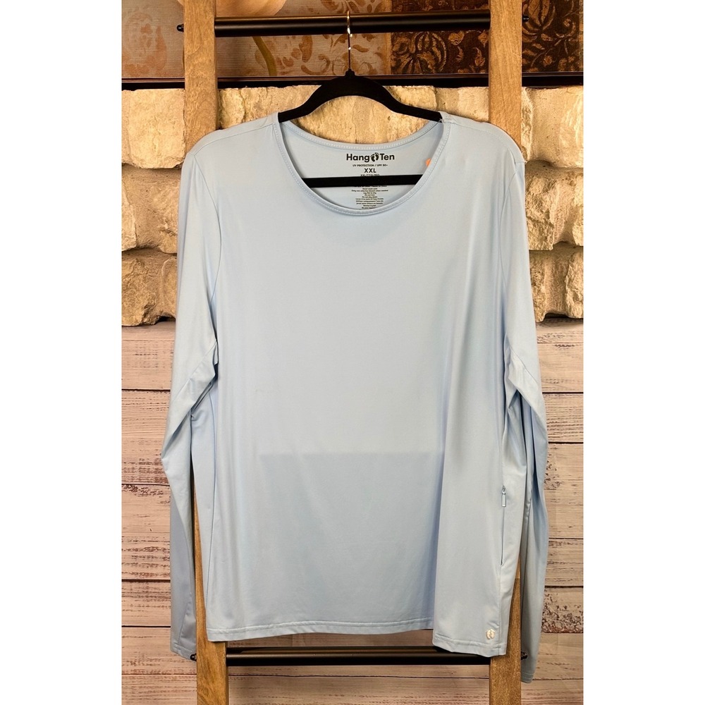 Hang Ten Womens XXL Light Blue UPF 50+ UV Protection Long Sleeve Sun Shirt